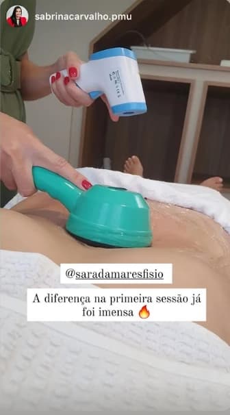 Story de Sabrina sobre a primeira sessão com Sara Damares